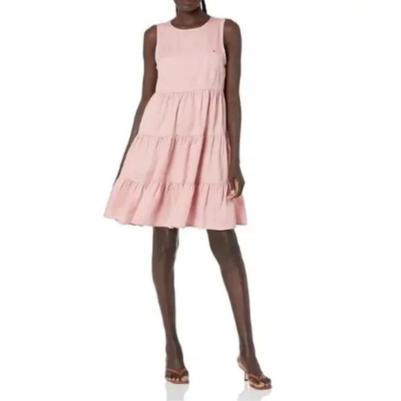 Tommy Hilfiger - Pink Tencel Tiered Dress - Picture 1 of 15